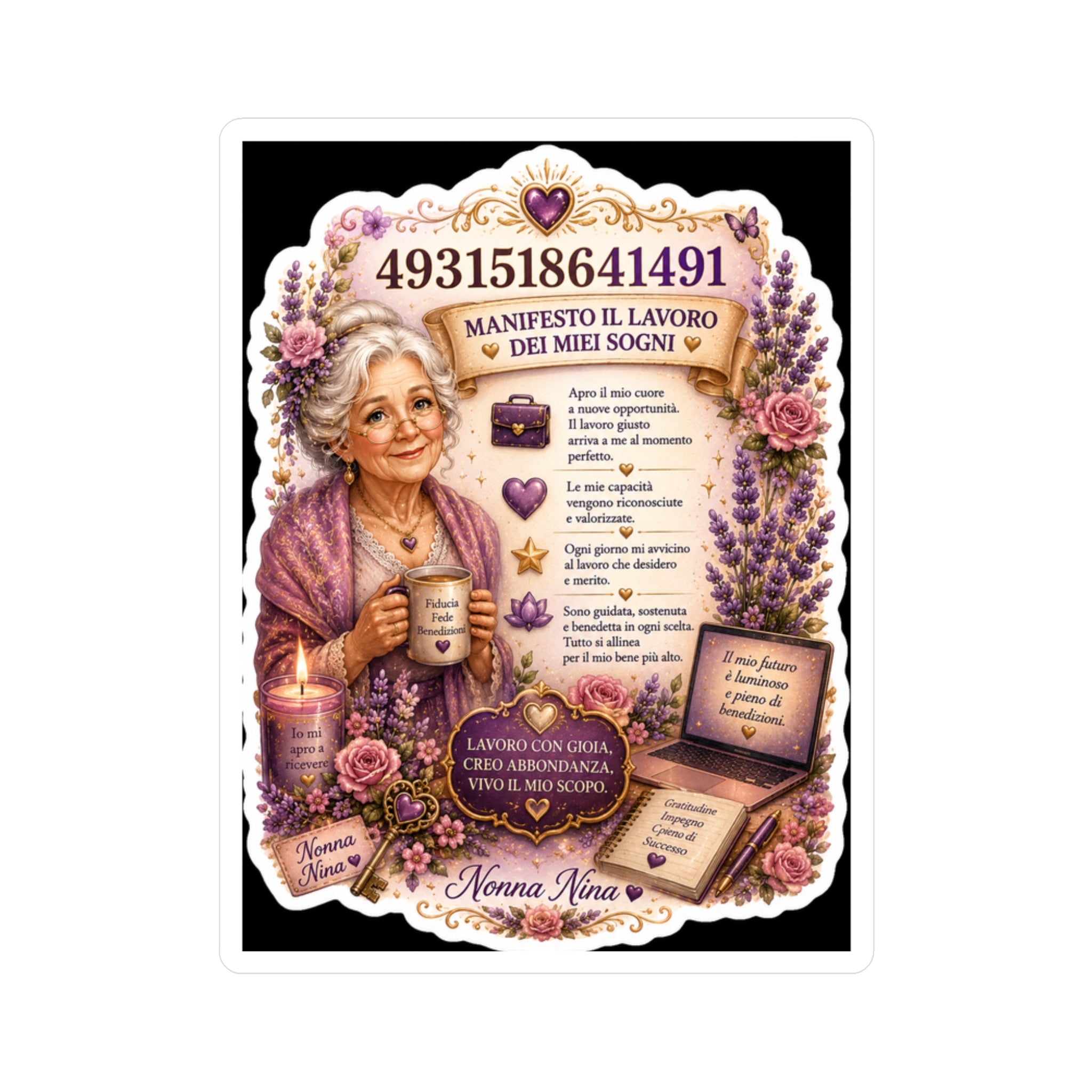 Sticker Nonna Nina – Manifesto il Lavoro dei Miei Sogni